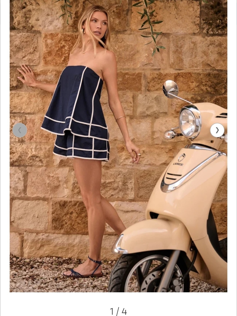 Altar'd State Navy Strapless Mini Dress with White Piping